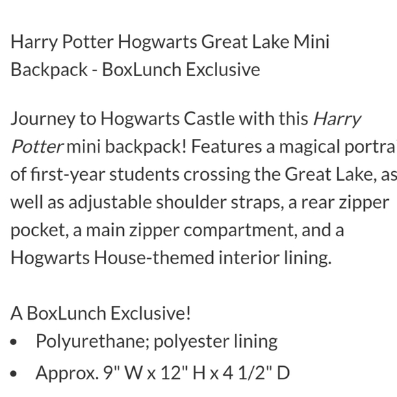 NWT Harry Potter Hogwarts Great Lake mini backpack - Picture 3 of 13